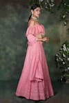 Shop Archana Kochhar Pink Georgette Mirrors, Embroidery One Shoulder Waistband Lucknowi Lehenga Set at Aza Fashions Shop_Archana Kochhar_Pink Georgette Mirrors, Embroidery One Shoulder Waistband Lucknowi Lehenga Set _at_Aza_Fashions