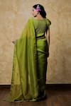Shop_Shilpi Gupta_Green Organza Embroidery Round Neck Saree With Scallop Blouse _at_Aza_Fashions