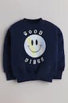 Shop_Knitting Doodles_Blue Fleece Printed Good Vibes Top And Joggers Set  _at_Aza_Fashions