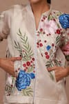 Shop_SHRIYA SOM_Multi Color Silk Organza Embroidery Floral High Neck Bomber Jacket  _at_Aza_Fashions