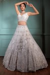 Shop_Pallavi Poddar_Ivory Organza, Tulle Embroidery, Sequins, Abir Embellished Bridal Lehenga Set _at_Aza_Fashions