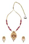 Shop_Samyukta Singhania_Multi Color Pearl Figurine Carved Long Pendant Necklace Set _at_Aza_Fashions