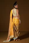 Shop_Pooja Rajgarhia Gupta_Green Summer Silk And Lycra Embroidery Floral Chakra Phool Pant Saree With Blouse_at_Aza_Fashions