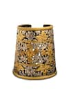 Shop_Neeta Boochra_Gold Plated Tribal Floral Pattern Cuff _at_Aza_Fashions