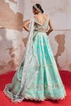 Shop_Aditi Gupta_Blue Banarasi Chanderi Woven And Embroidered Vintage Pattern Bridal Lehenga Set _at_Aza_Fashions