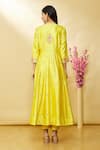 Shop_Surbhi Shah_Yellow Organza, Spun Silk Sequin And Threadwork Angrakha Kurta Set _at_Aza_Fashions