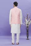 Shop_Aryavir Malhotra_Pink Bundi Jacquard Banarasi Silk Floral Pattern Sleeveless And Kurta Set _at_Aza_Fashions