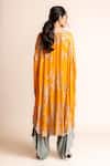Shop_Nupur Kanoi_Orange Silky Hand Embroidery Mirror Work V Triangle Cape With Pant _at_Aza_Fashions