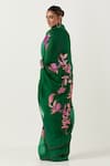 Shop_Label Earthen_Green Organza Silk Embroidered Floral Harit Sundari Saree With Blouse _at_Aza_Fashions