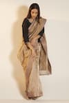 Shop_Shorshe Clothing_Grey Handloom Tissue Woven Geometric Saree _at_Aza_Fashions