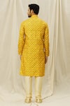 Shop_Aryavir Malhotra_Yellow Kurta  Handloom Cotton Printed Digital Set _at_Aza_Fashions