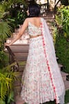 Shop_Suruchi Parakh_White Georgette Crepe Printed Floral V Neck Tiered Lehenga Set _at_Aza_Fashions