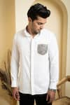 Shop_Hilo Design_White Cotton Satin Embroidery Elnor Shirt _at_Aza_Fashions