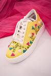 Shop_Around Always_Yellow Lyra Thread Embroidered Sneakers _at_Aza_Fashions
