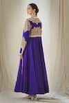 Shop_Anamika Khanna_Purple Floral Embroidered Anarkali Set_at_Aza_Fashions