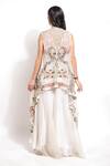 Shop_Sonali Gupta_Off White Silk Hand Embroidered Zari Cape  Round Mughal Palazzo Set  _at_Aza_Fashions