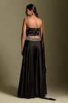 Shop_Two Sisters By Gyans_Black Bustier Crepe, Pants Satin Sequin, Mirror And Embroidered Blouse & Set _at_Aza_Fashions