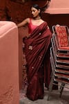 Shop_Deep Thee_Maroon Silk Embroidery Booti Square Neck Resham Saree With Blouse _at_Aza_Fashions