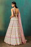 Shop_Aneesh Agarwaal_Green Silk, Net Sequins, Beads, Flower Bloom Embroidered Bridal Lehenga Set _at_Aza_Fashions