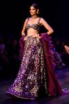 Shop_Nachiket Barve_Purple Blouse And Lehenga Organza Embroidery Bead Cosmic Gardenia Set _at_Aza_Fashions