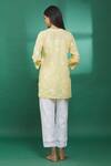 Shop_The Chikankarists_Yellow Cotton Chikankari Kurta_at_Aza_Fashions