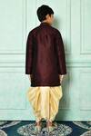 Shop_Petite Pomme_Wine Silk Embroidery Fleur De Lis Pattern Kurta With Dhoti Pant _at_Aza_Fashions
