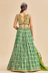 Shop_Nitika Gujral_Green  Chinon Badhani And Blouse & Dupatta Net Pattern Set _at_Aza_Fashions