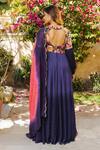 Shop_Suruchi Parakh_Purple Georgette Sequins, Beads V-neck Flower Print Yoke Anarkali With Dupatta _at_Aza_Fashions
