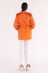 Shop_Studio Moda India_Orange Cotton Chains Collared Sway Work Tie-up Shirt _at_Aza_Fashions