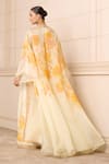 Shop_Tarun Tahiliani_Off White Jacket  Satin Organza Print Sunflower Sweetheart Neck And Palazzo Set _at_Aza_Fashions