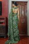 Shop_Arpita Mehta_Green Georgette Garden Halter Neck Pre-draped Saree With Blouse _at_Aza_Fashions