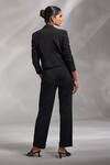 Divya Aggarwal_Black Rough Interlock Embroidery Bead Work Audra Embellished Jacket Pant Set _Online_at_Aza_Fashions