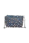 Shop_Ginn And Tonik_Blue Stones Embellished Denim Sling Bag _at_Aza_Fashions