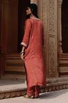 Shop_Avacara_Maroon Silk Cotton Embroidered Gota Embellished Bodice Kurta Set  _at_Aza_Fashions