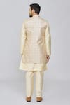 Shop_Adara Khan_Gold Kurta Viscose Raw Silk Embroidered Floral Geometric Bundi And Set_at_Aza_Fashions