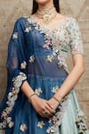 Shop_Prisho_Green Lehenga And Blouse: Silk Embroidered Floral Round Ikigai Set For Women_at_Aza_Fashions