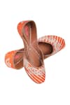 Shop_Imlee Jaipur_Orange Embroidered Pittan Juttis _at_Aza_Fashions