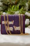 Shop_The Garnish Company_Purple Surati Bandhej Print Bag _at_Aza_Fashions