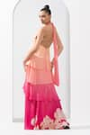 Mandira Wirk_Pink Chiffon And Embellishment Floral Halter Neck Ombre Tiered Gown _Online_at_Aza_Fashions