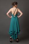 Shop_House Of Behram_Blue Crepe Ruffles One Shoulder Backless Gown _at_Aza_Fashions