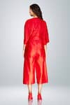 Shop_Betrue_Red Chanderi Silk Solid High-waisted Wide Legged Culotte  _at_Aza_Fashions