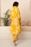 Shop_Arcvsh By Pallavi Singh_Yellow Chanderi Tassels, Embroidery Round Flower Bloom Print Kurta With Pant _at_Aza_Fashions