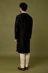 Shop_SAMMOHAN CEREMONIAL_Black Vis Silk And Spun ; Lining: 100% Placket Kurta Set For Men_at_Aza_Fashions