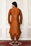 Shop_Arihant Rai Sinha_Brown Dupion Silk Plain Mandarin Collar Kurta Set _at_Aza_Fashions