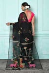 Shop_Samyukta Singhania_Black Blended Cotton Woven Animal Figurine And Saree _at_Aza_Fashions