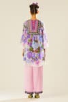 Shop_Rajdeep Ranawat_Purple Silk Keyhole Neck Pankti Floral Print Top _at_Aza_Fashions