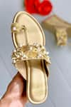 Shop_ESSEMM_Gold Gota Embroidered Wedges _at_Aza_Fashions