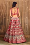 Shop_Shyam Narayan Prasad_Blue Brocade Embroidered Applique Plunge V And Thread Work Bridal Lehenga Set _at_Aza_Fashions