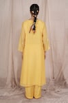 Shop_Pants And Pajamas_Yellow Chanderi, Cotton, Silk Embroidery, Water Color Kurta And Pant - Set Of 2 _at_Aza_Fashions