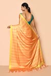 Shop_Nazaakat by Samara Singh_Orange Satin Printed Digital Stripes Saree_at_Aza_Fashions